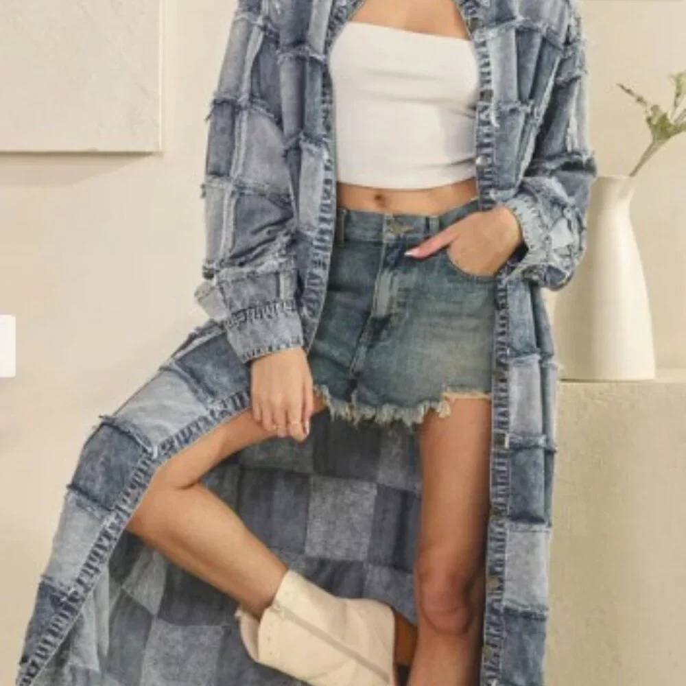 Oli & Hali Mineral Wash Oversized Patchwork Shirt Dress - Picture 7 of 7